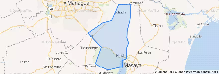 Mapa de ubicacion de Nindirí (Municipio).