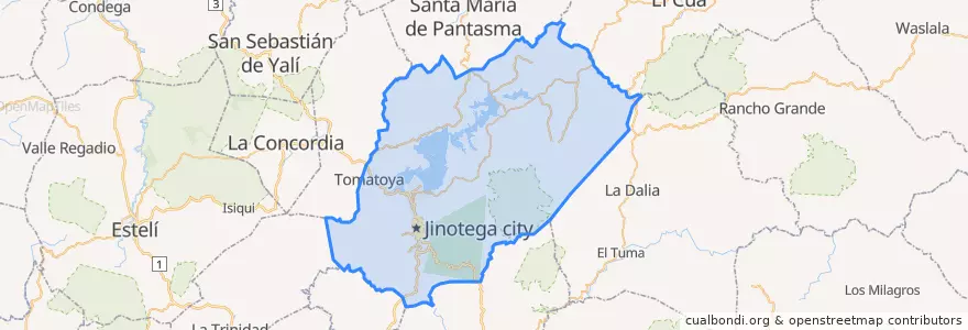 Mapa de ubicacion de Jinotega (Municipio).