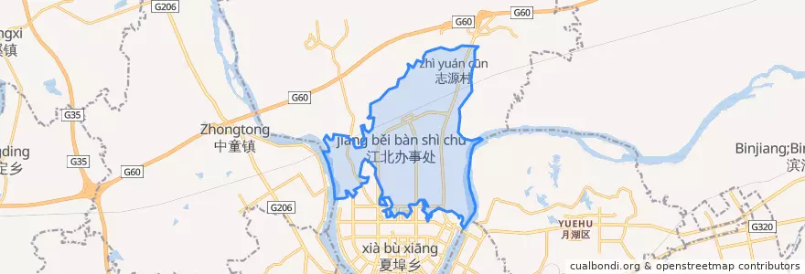Mapa de ubicacion de 江北办事处.