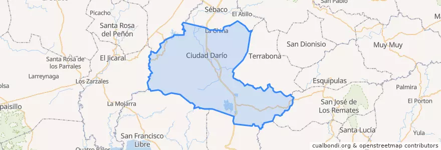 Mapa de ubicacion de Ciudad Darío (Municipio).