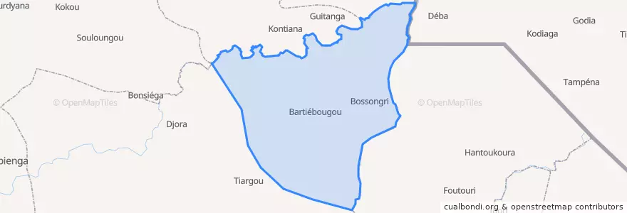 Mapa de ubicacion de Bartiébougou.