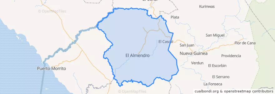 Mapa de ubicacion de El Almendro (Municipio).