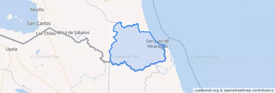 Mapa de ubicacion de San Juan de Nicaragua (Greytown).