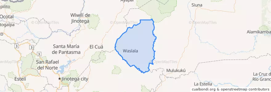 Mapa de ubicacion de Waslala (Municipio).