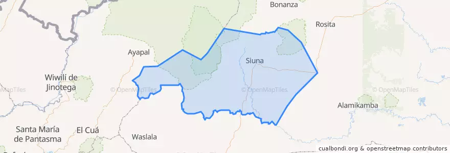 Mapa de ubicacion de Siuna (Municipio).