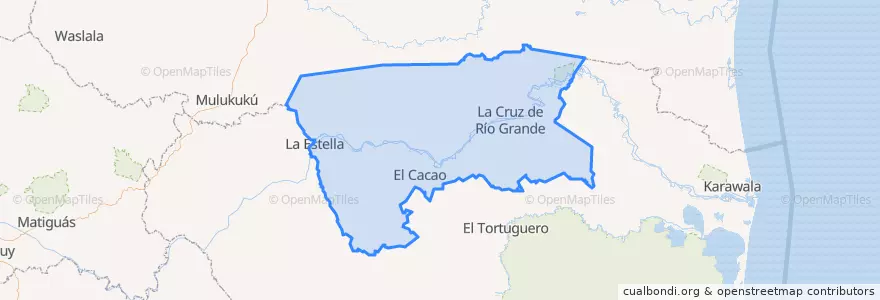 Mapa de ubicacion de La Cruz de Río Grande (Municipio).