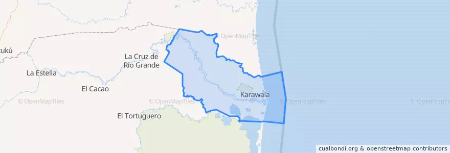 Mapa de ubicacion de Desembocadura de Cruz Río Grande (Municipio).