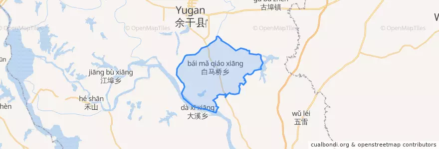 Mapa de ubicacion de 白马桥乡.