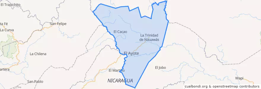 Mapa de ubicacion de El Ayote (Municipio).