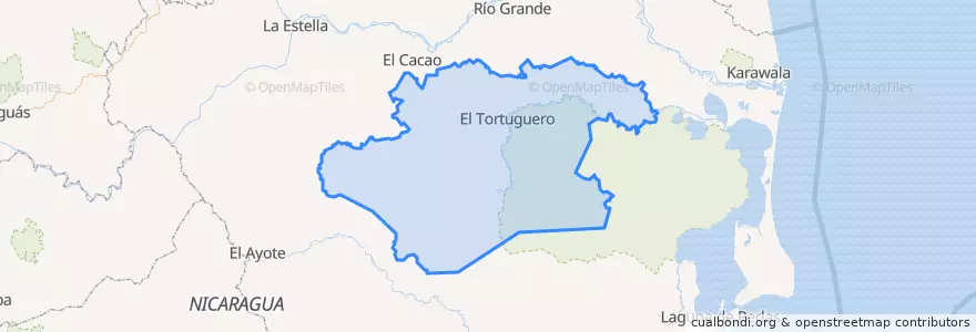 Mapa de ubicacion de El Tortuguero (Municipio).