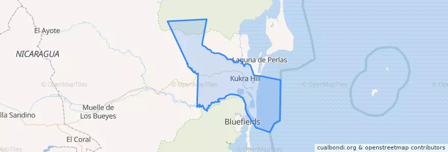 Mapa de ubicacion de Kukra Hill (Municipio).