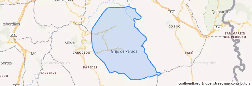 Mapa de ubicacion de Grijó de Parada.