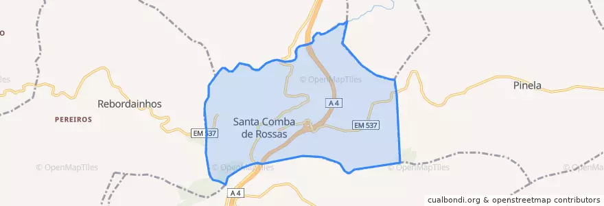 Mapa de ubicacion de Santa Comba de Rossas.