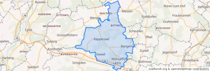 Mapa de ubicacion de Rapperswil (BE).