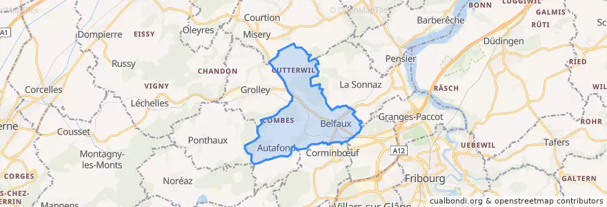 Mapa de ubicacion de Belfaux.