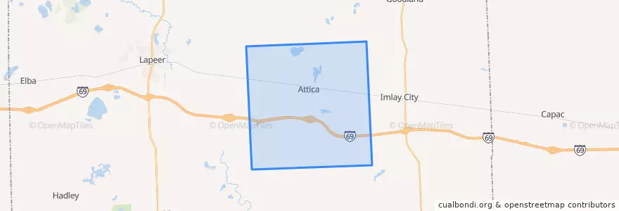 Mapa de ubicacion de Attica Township.
