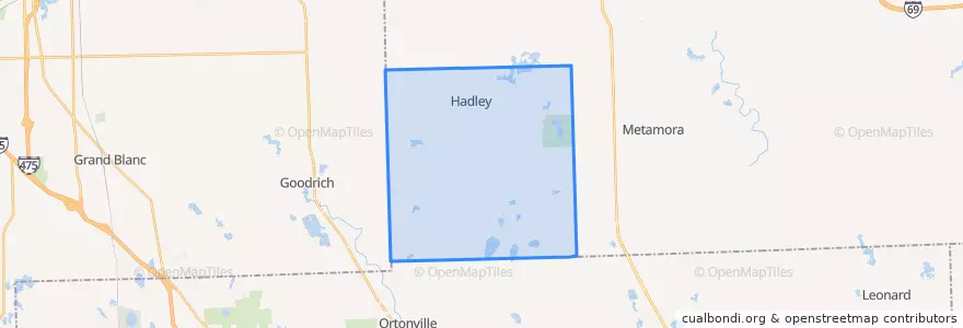 Mapa de ubicacion de Hadley Township.