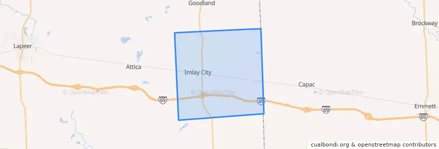 Mapa de ubicacion de Imlay Township.