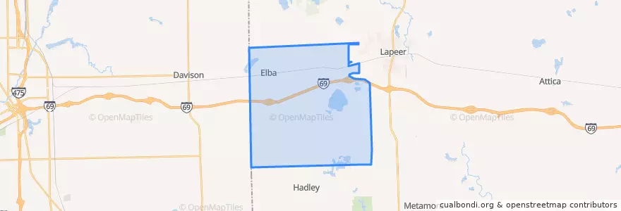 Mapa de ubicacion de Elba Township.