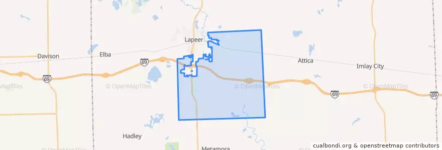 Mapa de ubicacion de Lapeer Township.