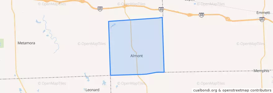 Mapa de ubicacion de Almont Township.