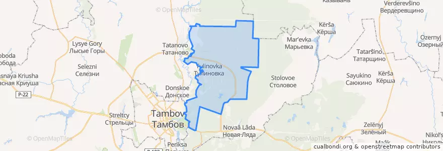 Mapa de ubicacion de Тулиновский сельсовет.