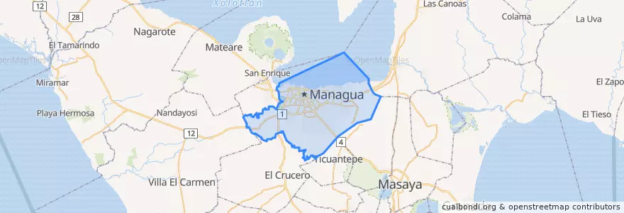 Mapa de ubicacion de Managua (Municipio).