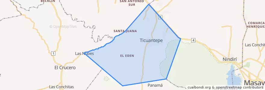 Mapa de ubicacion de Ticuantepe (Municipio).