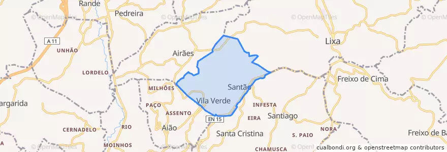 Mapa de ubicacion de Vila Verde e Santão.