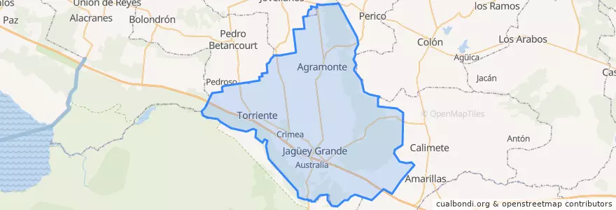 Mapa de ubicacion de Jagüey Grande.