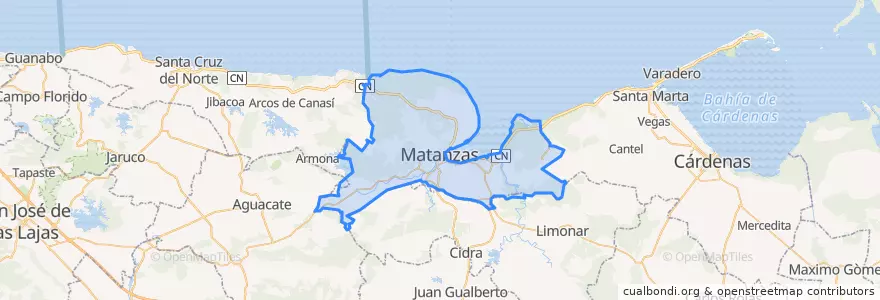 Mapa de ubicacion de Matanzas.