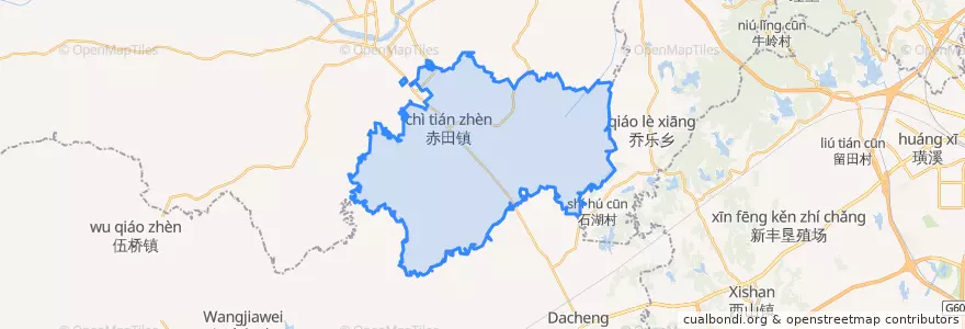 Mapa de ubicacion de 赤田镇.