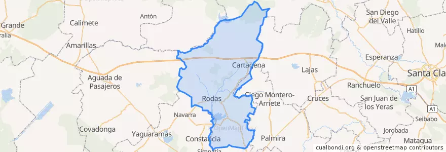 Mapa de ubicacion de Rodas.