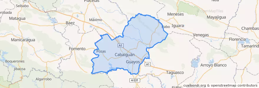 Mapa de ubicacion de Cabaiguán.