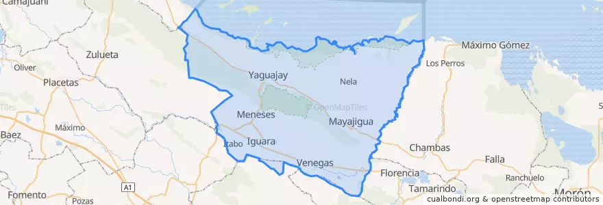 Mapa de ubicacion de Yaguajay.