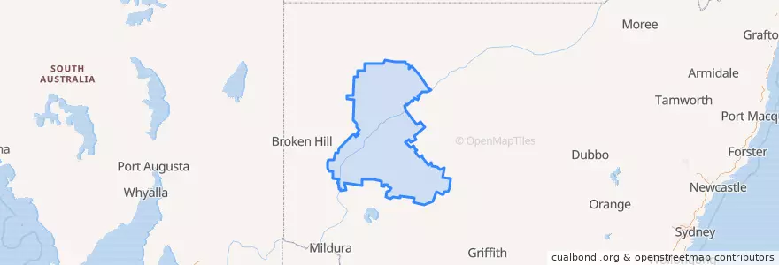 Mapa de ubicacion de Central Darling Shire Council.