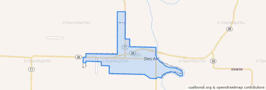 Mapa de ubicacion de Des Arc.