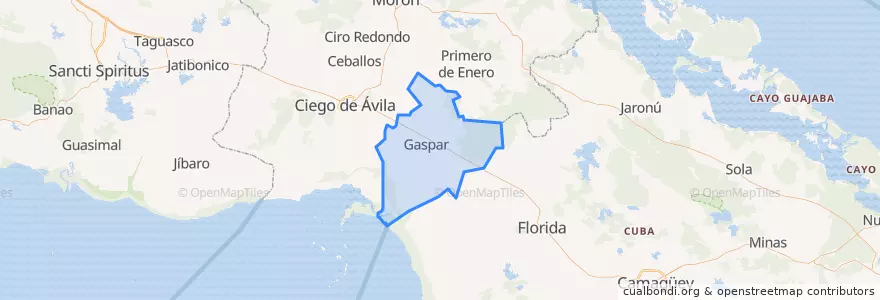 Mapa de ubicacion de Baraguá.