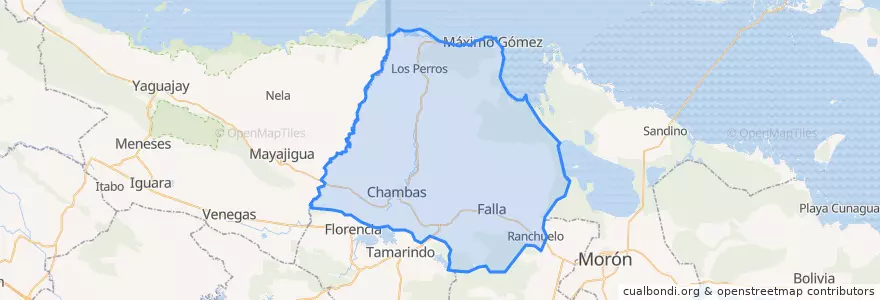 Mapa de ubicacion de Chambas.