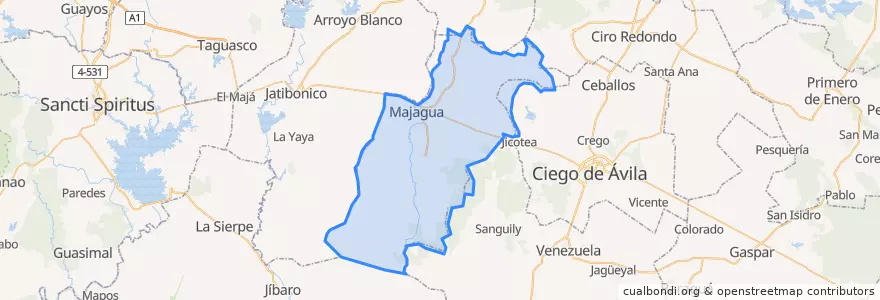 Mapa de ubicacion de Majagua.