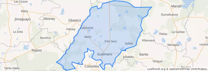Mapa de ubicacion de Guáimaro.