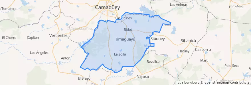 Mapa de ubicacion de Jimaguayú.