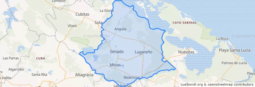 Mapa de ubicacion de Minas.