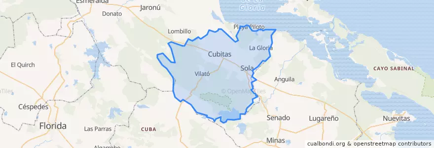 Mapa de ubicacion de Sierra de Cubitas.