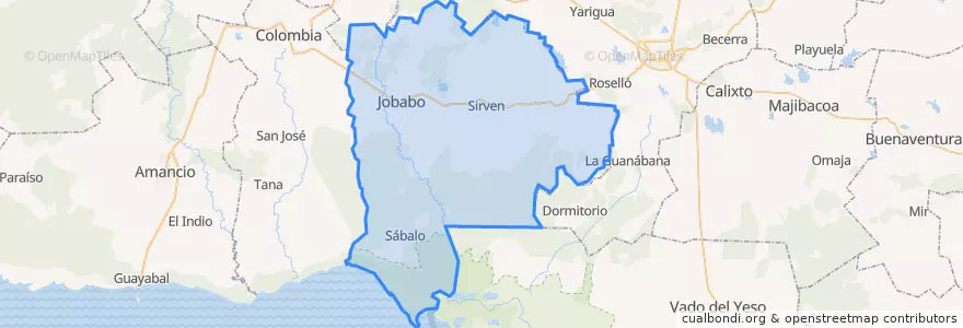 Mapa de ubicacion de Jobabo.