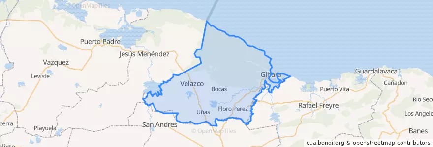 Mapa de ubicacion de Gibara.