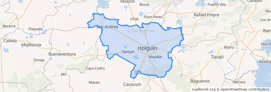Mapa de ubicacion de Holguín.