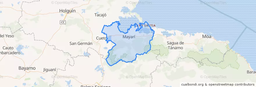 Mapa de ubicacion de Mayarí.
