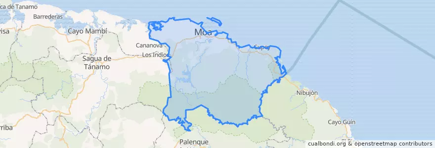 Mapa de ubicacion de Moa.