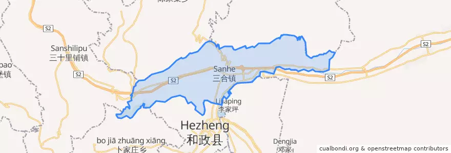 Mapa de ubicacion de 三合镇.
